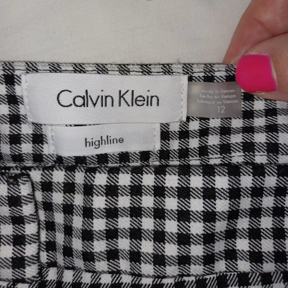 Calvin Klein Black and White Gingham Trousers - Picture 2 of 8
